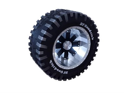 BFGoodrich All Terrain Off Road Tire With Silver Wheel Rim And Deep Tread Pattern 3d model