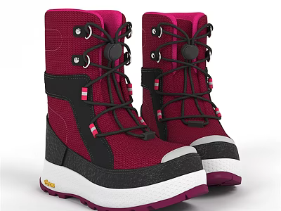 Maroon Winter Boots Design With Black Accents Laces And White Sole 3d model