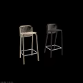 Tech Exhibition Hall Displaying Modern Woven Bar Stools with Metal Frames in Two Tones 3d model