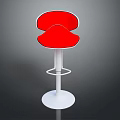 Modern Red Bar Stool With White Metal Frame Curved Seat And Footrest Design