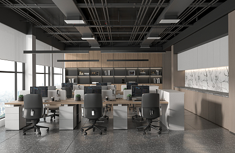 modern public office area office area 3d model