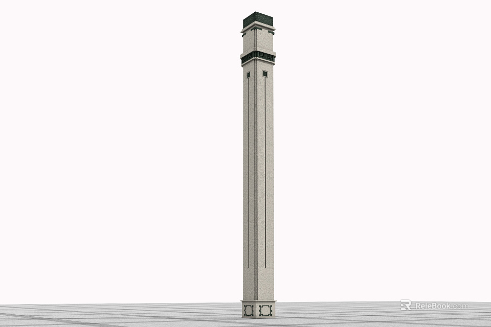 Classical Decorative Column with Ornate Black Top Vertical Line Details and Sturdy Base Design 3d model 