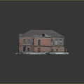 Red Building Model With Red Roof Windows Door And Snow Reflection On Base