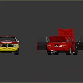 Red Race Car Models With Number 21 Open Hood And Doors Showcasing Interior