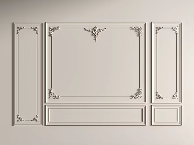 French plaster line bedroom background wall living room background wall carved 3d model