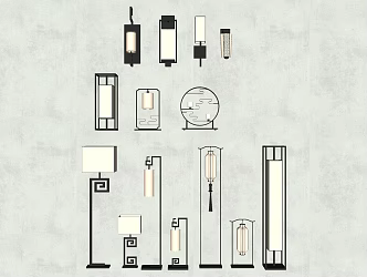 New Chinese-style lamps and lanterns combination lamps 3d model