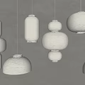 Modern Minimalist Hanging Pendant Lights With Various Layered Round And Cylindrical Fabric Shades