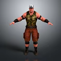 Game Movie Character With White Helmet Green Camouflage Vest Brown Shorts And Black Boots