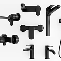Black Modern Faucets Various Types For Bathroom And Kitchen Home Use 3d model