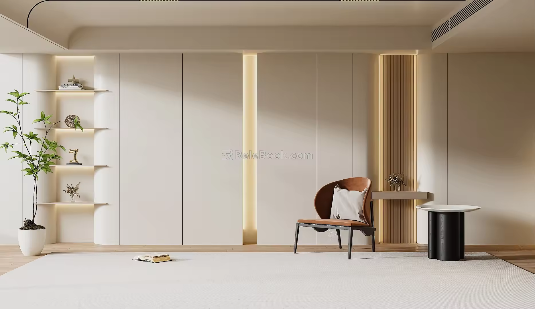 Modern sofa background wall cream wind sofa background wall 3d model