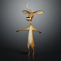 Cartoon Deer Character With Long Ears Antlers And Standing Pose In 3D Rendered Animated Style