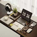 Organized Workspace Desk Setup With Laptop Headphones Plant Coffee Cup And Notebooks