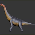 Long Neck Dinosaur Model With Red And Yellow Neck Gray Body And Long Tail Standing
