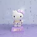 Hello Kitty Doll With Purple Bow Floral Dress On JIFFY Base And Purple Background