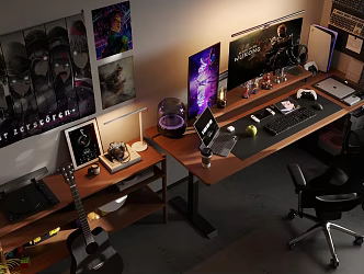 Modern E-sports Room E-sports Room Computer Room Desktop Computer Desktop Screen E-sports Chair Leisure Chair Swivel Chair Game Room Entertainment Room Audio Headset Keyboard 3d model