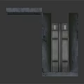 Modern Industrial Style Concrete Architectural Structure With Arched Opening And Metal Frame Details