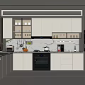 Modern Kitchen Interior Design With White Cabinets Black Stove Oven And Countertop
