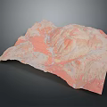 3D Terrain Landscape Model With Orange Beige Rolling Mountain Texture And Structure 3d model
