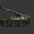 U.S. Army Military Tank With Long Barrel Track And Star Emblem Design