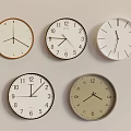 Various Stylish Wall Clocks With Different Dial Colors And Numeral Display Designs