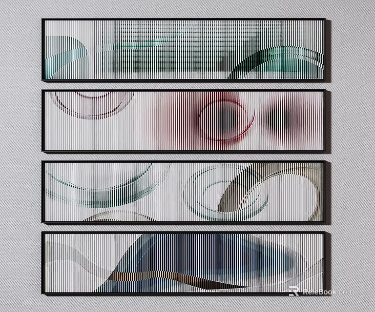 Abstract Wall Art Panels With Geometric Patterns Colorful Circles And Lines 3d model