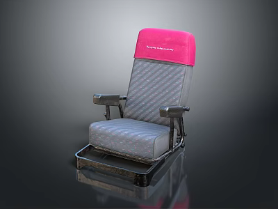Gray Upholstered Chair With Pink Headrest Armrests Footrest And Modern Design 3d model