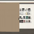 Wooden Sliding Door In Modern Interior With Wall Displaying Books