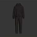 Stylish Dark Colored Casual Two Piece Outfit With Hoodie And Pants
