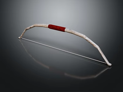White Wooden Bow With Red Grip For Archery And Hunting Use 3d model