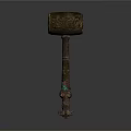 Traditional Metal Hammer With Ornate Carvings And Decorative Handle Design
