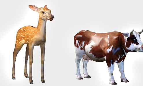 Modern Cow Fawn Animal Combination 3d model