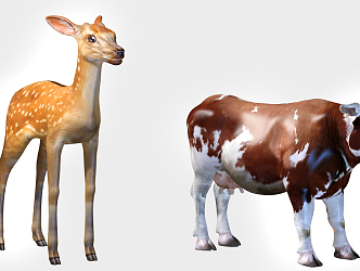 Modern Cow Fawn Animal Combination 3d model