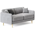 Gray Two Seater Sofa With Decorative Pillows And Wooden Legs Modern Design