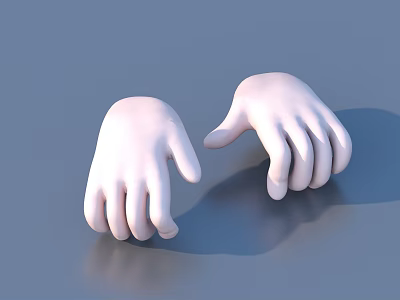 Two White 3D Rendered Hand Models Isolated on Blue Background 3d model