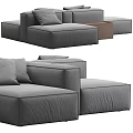 Gray Sectional Sofa With Modular Design Comfortable Cushions And Footstool For Living Room