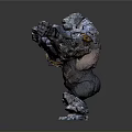 Fierce Armored Gorilla 3D Model With Open Mouth And Outstretched Arms