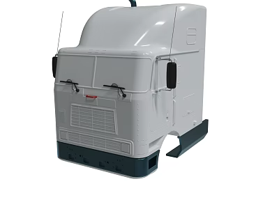 White Truck Cab With Black Side Mirrors Front Grille And Dark Colored Bottom 3d model