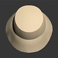 Beige Bucket Hat with Textured Brim on Gray Gradient Background and Reflection 3d model