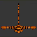 Cartoon Tiger 3D Model with Orange Black Stripes White Belly Open Arms Standing Pose