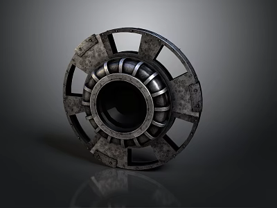 Modern Household Decorative Metal Wheel With Textured Surface And Industrial Gear Design 3d model