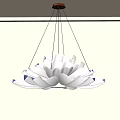 Elegant White Lotus Shaped Chandelier with Petal Design and Soft Lighting