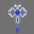 Elegant Geometric Jewelry Pendant With Blue Gemstones White Diamonds Symmetrical Design And Teardrop Shape