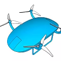 Blue Drone With Four Propellers And Elliptical Body Structure Design