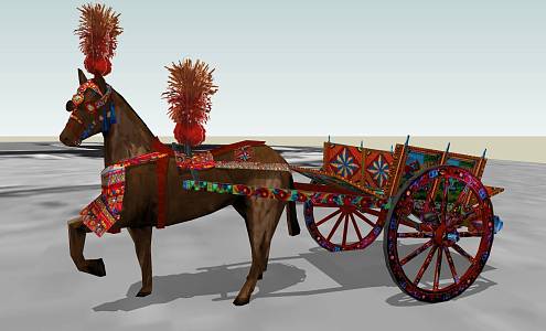 National style carriage ancient carriage 3d model