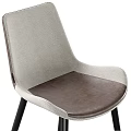 Modern Upholstered Dining Chairs With Beige Gray Seats And Black Metal Legs