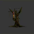 A Woman Climbing Ancient Tree With Red Top Yellow Pants And Lush Vines