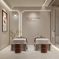 SPA Sauna Interior Design With Massage Tables Relaxing Environment And Green Plants
