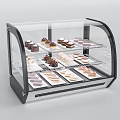 Commercial Dessert Display Refrigerator With Transparent Curved Glass And Multiple Shelves