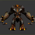 Game Movie Character Lava Monster With Multiple Arms Rocky Body Burning Lava And Glowing Details