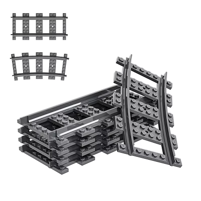 Gray Building Blocks Train Track Components And Stacks 3d model Gray Building Blocks Train Track Components And Stacks 3d model